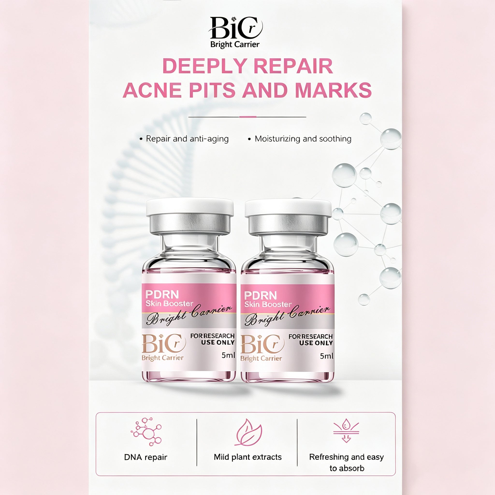 BIC PDRN Skin Booster 5ml×5 Vials Anti-Aging Microneedle Serum