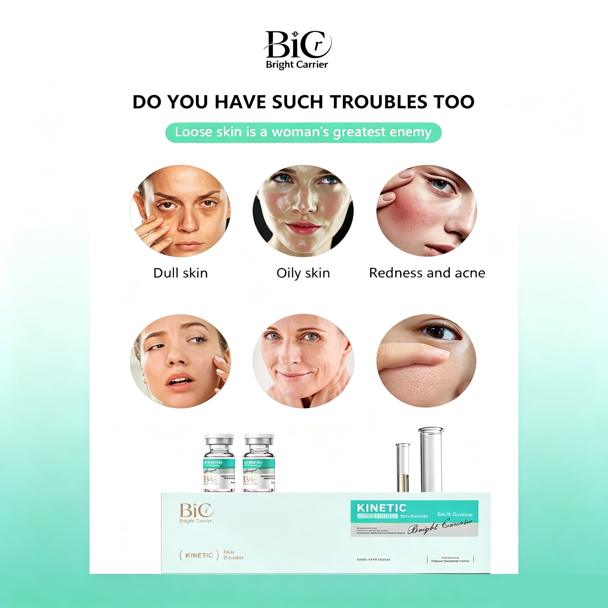 BIC PinkHyaluronic Acid Skin Booster Serum 5 Vials, Deep Hydrating Facial Serum Revitalize Tired Dul