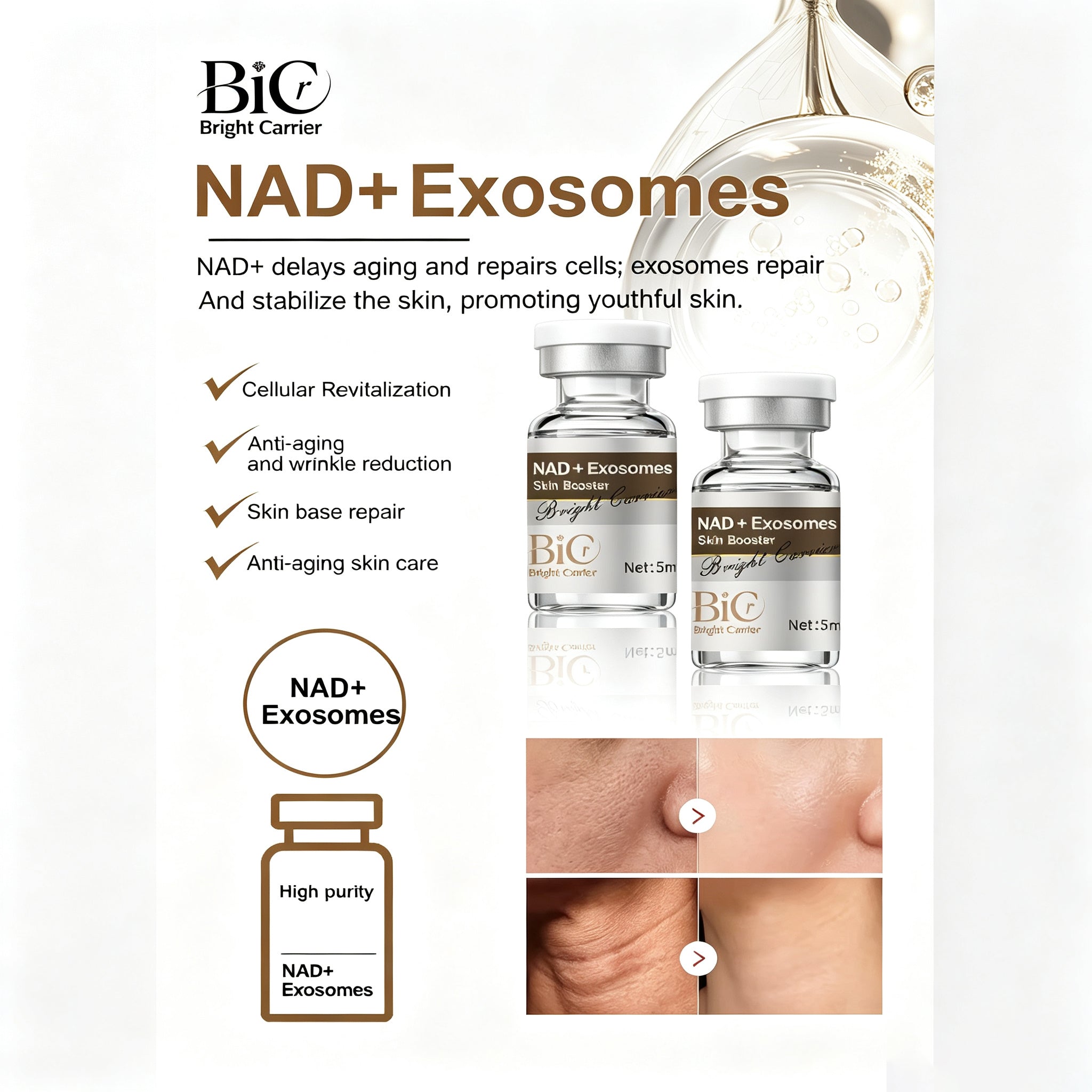 BIC NAD+ Exosome Skin Booster Anti-Aging Meso Serum, ideal for microneedle treatments.