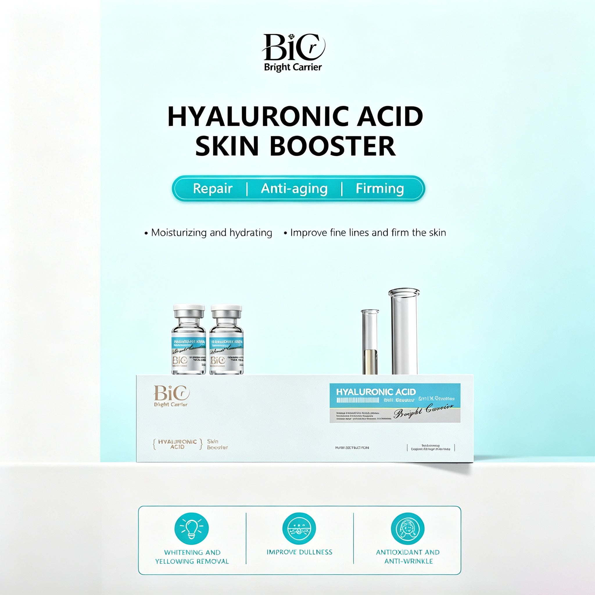 BIC Hyaluronic Acid Skin Booster Serum Ampoule 5ml×5 Vials | Deep Hydration Microneedling Treatment