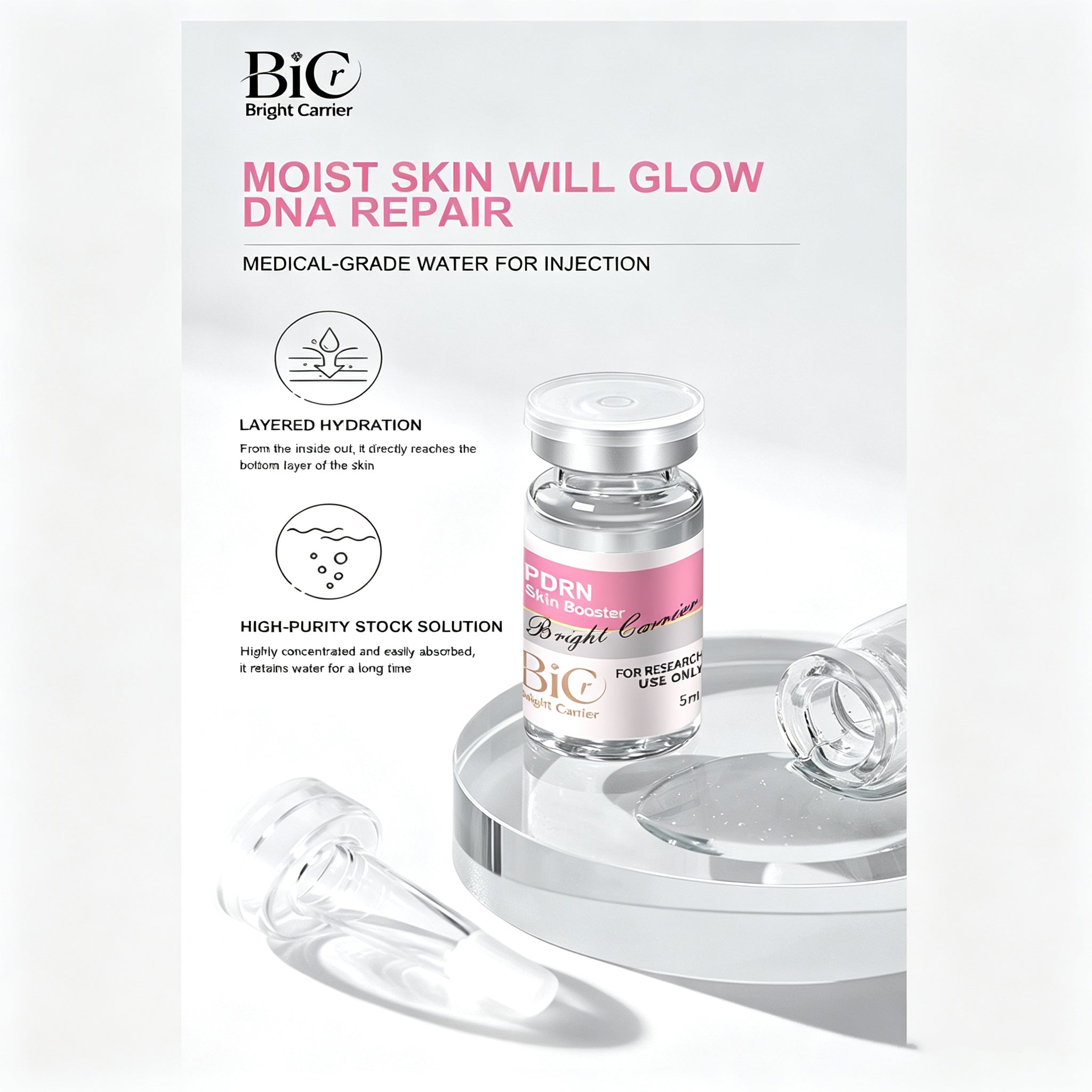 BIC PDRN Skin Booster 5ml×5 Vials Anti-Aging Microneedle Serum