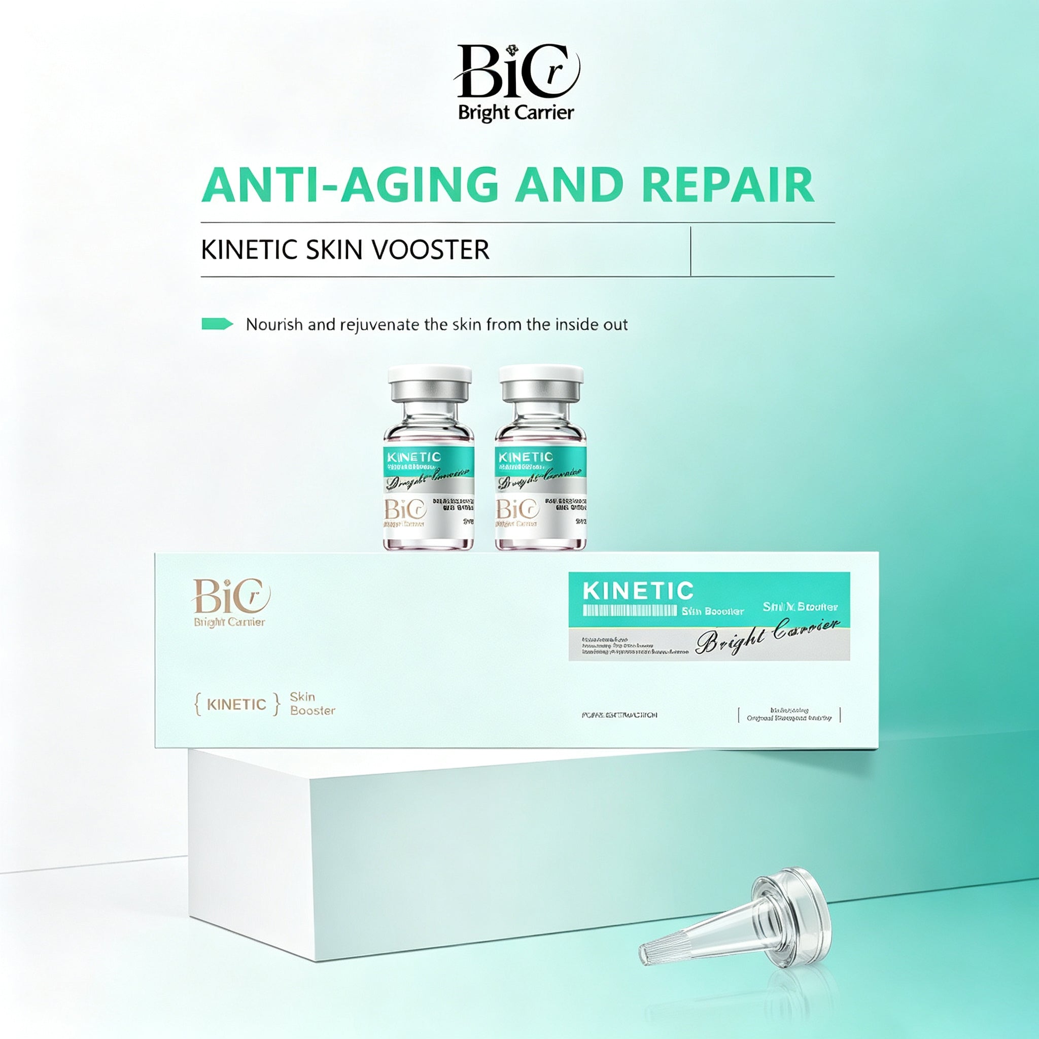 BIC PinkHyaluronic Acid Skin Booster Serum 5 Vials, Deep Hydrating Facial Serum Revitalize Tired Dul