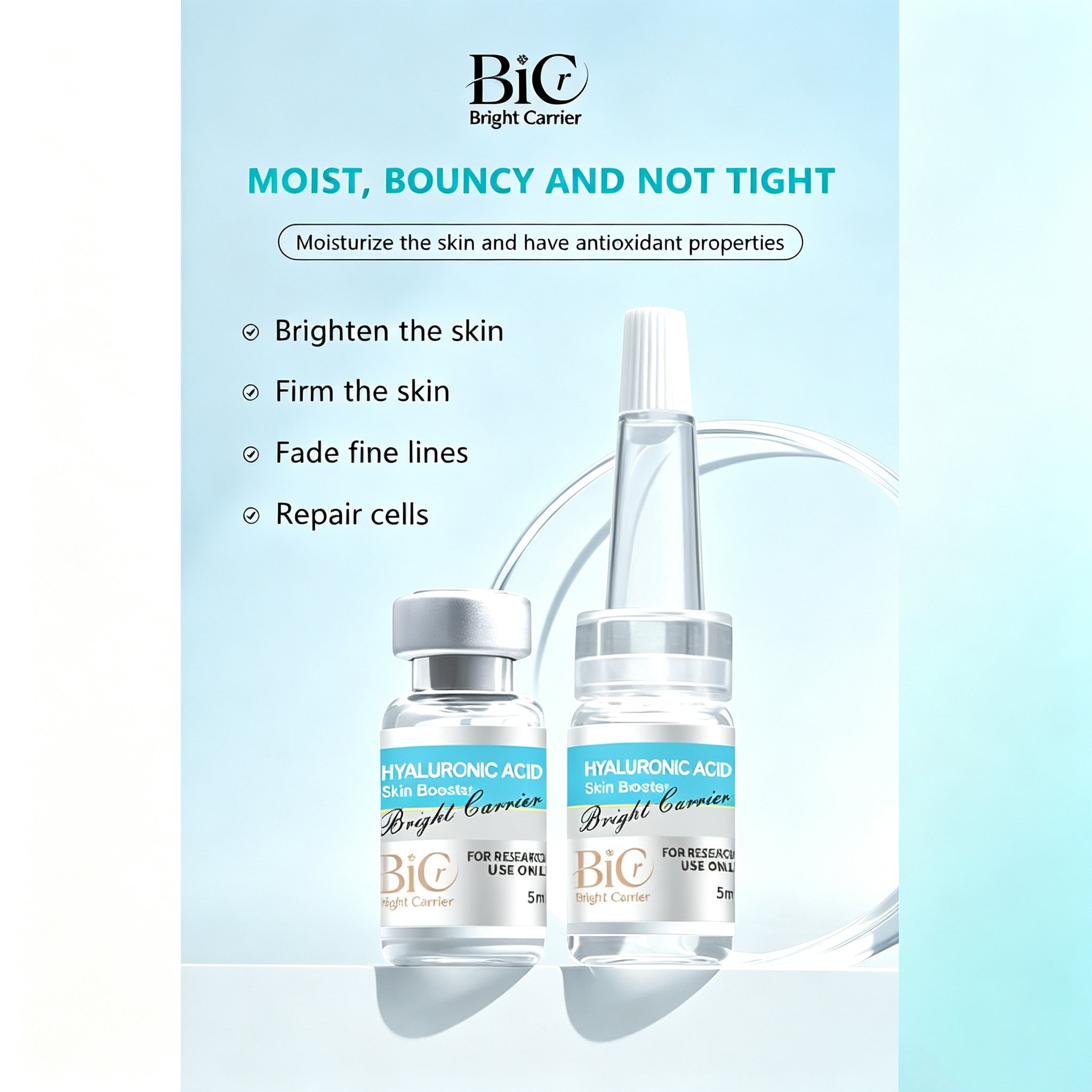 BIC Hyaluronic Acid Skin Booster Serum Ampoule 5ml×5 Vials | Deep Hydration Microneedling Treatment