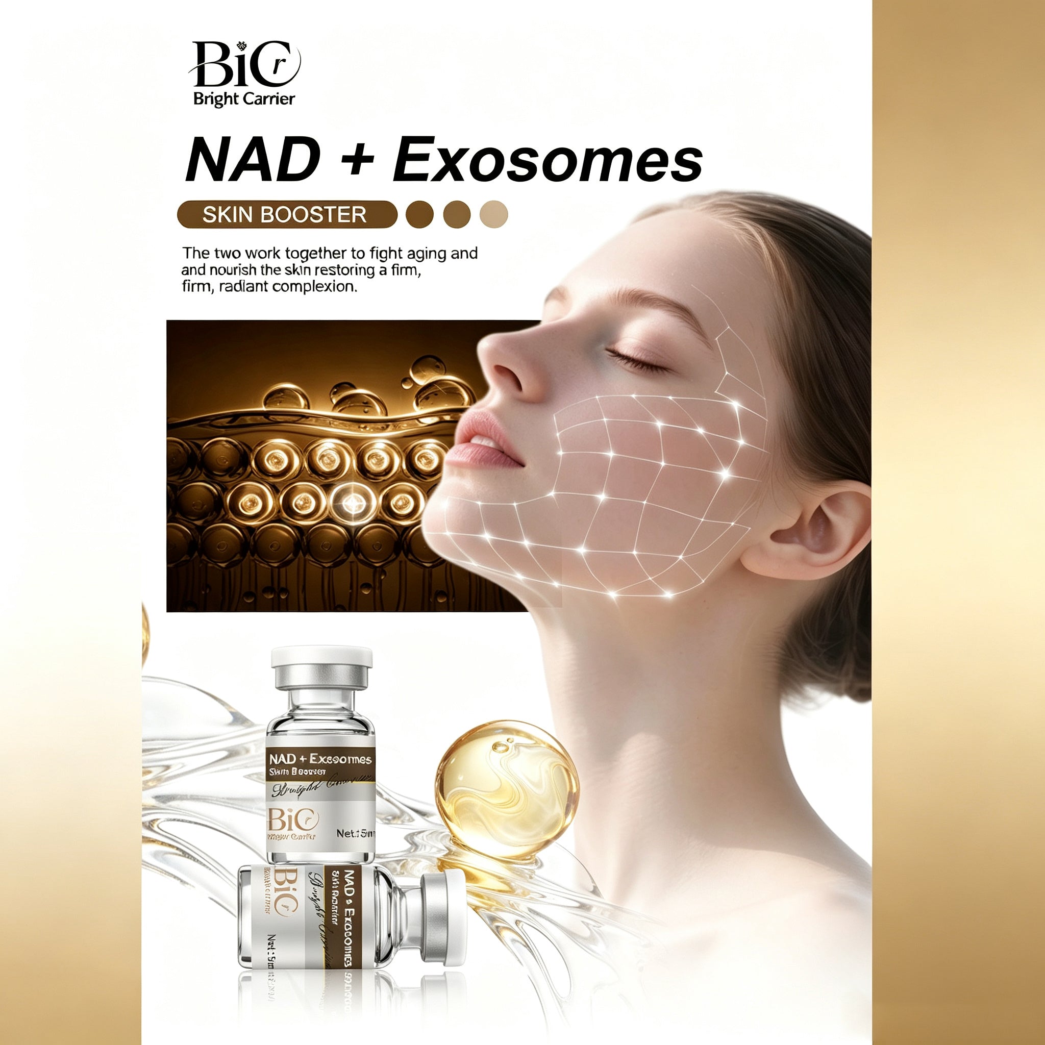 BIC NAD+ Exosome Skin Booster Anti-Aging Meso Serum, ideal for microneedle treatments.