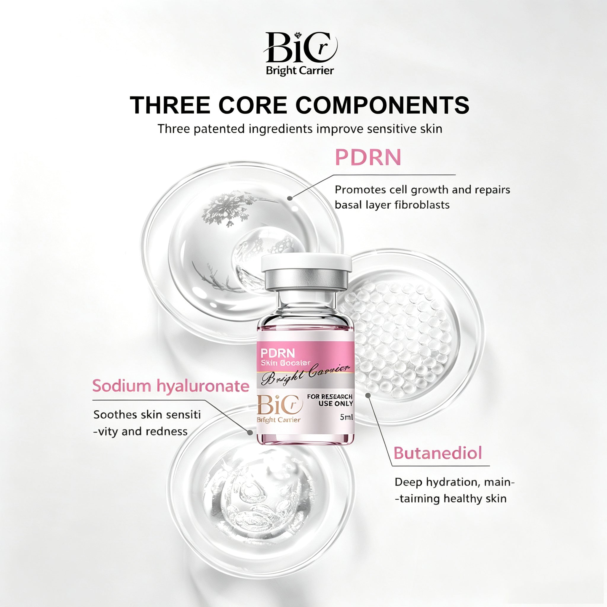BIC PDRN Skin Booster 5ml×5 Vials Anti-Aging Microneedle Serum