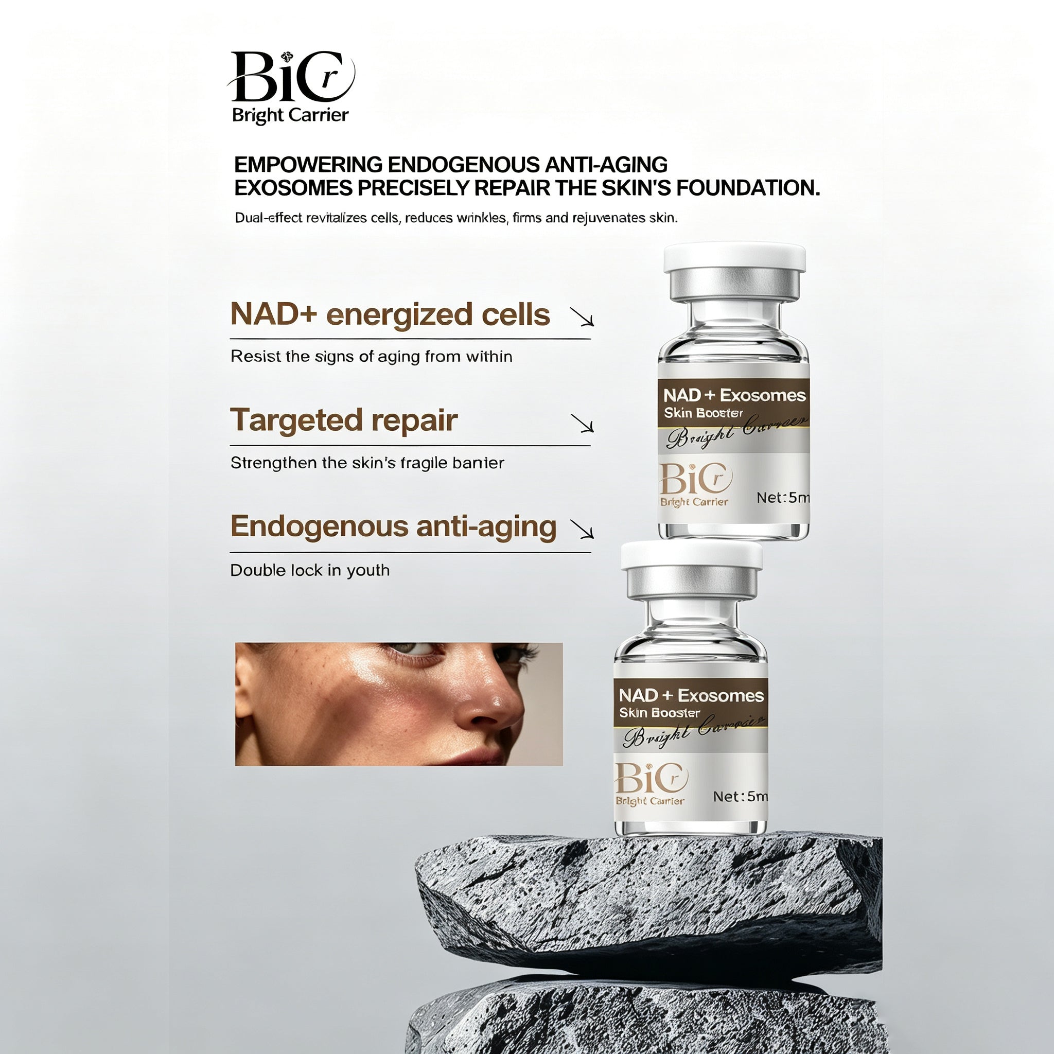 BIC NAD+ Exosome Skin Booster Anti-Aging Meso Serum, ideal for microneedle treatments.