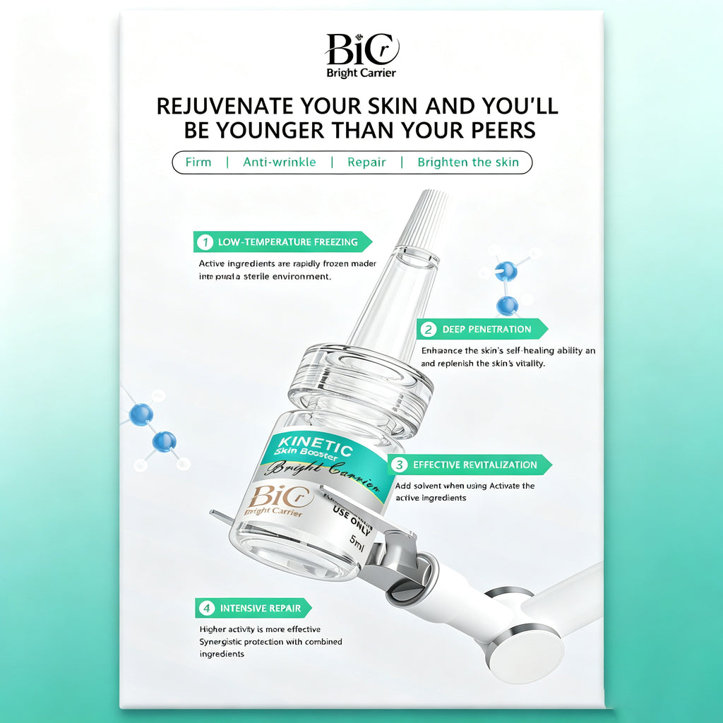 BIC PinkHyaluronic Acid Skin Booster Serum 5 Vials, Deep Hydrating Facial Serum Revitalize Tired Dul