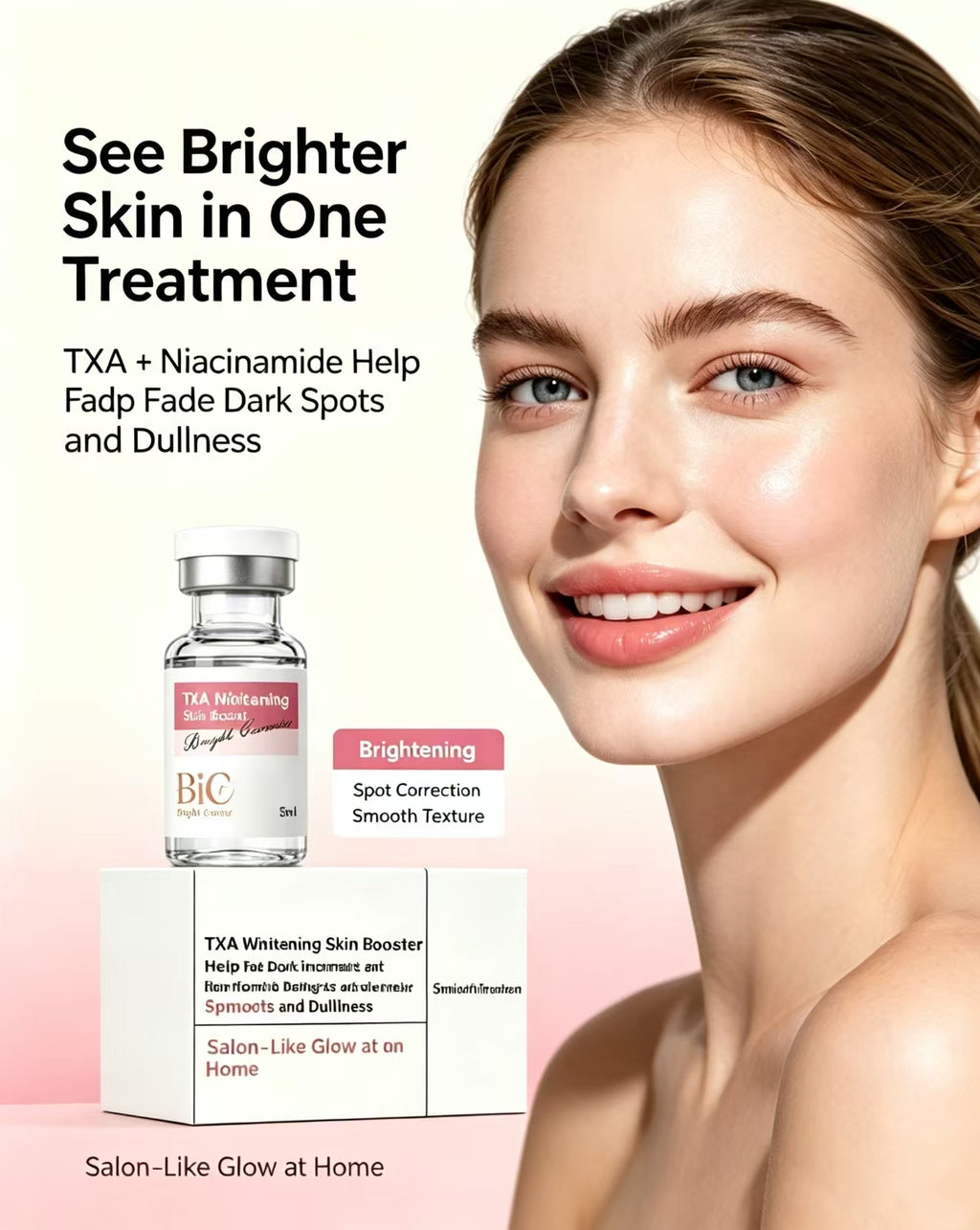 BIC TXA Whitening Skin Booster Serum 5 Vials | Fade Sun Spots, Acne Scars & Brighten Dull Skin